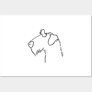 Airedale Terrier silhouette outline Posters and Art